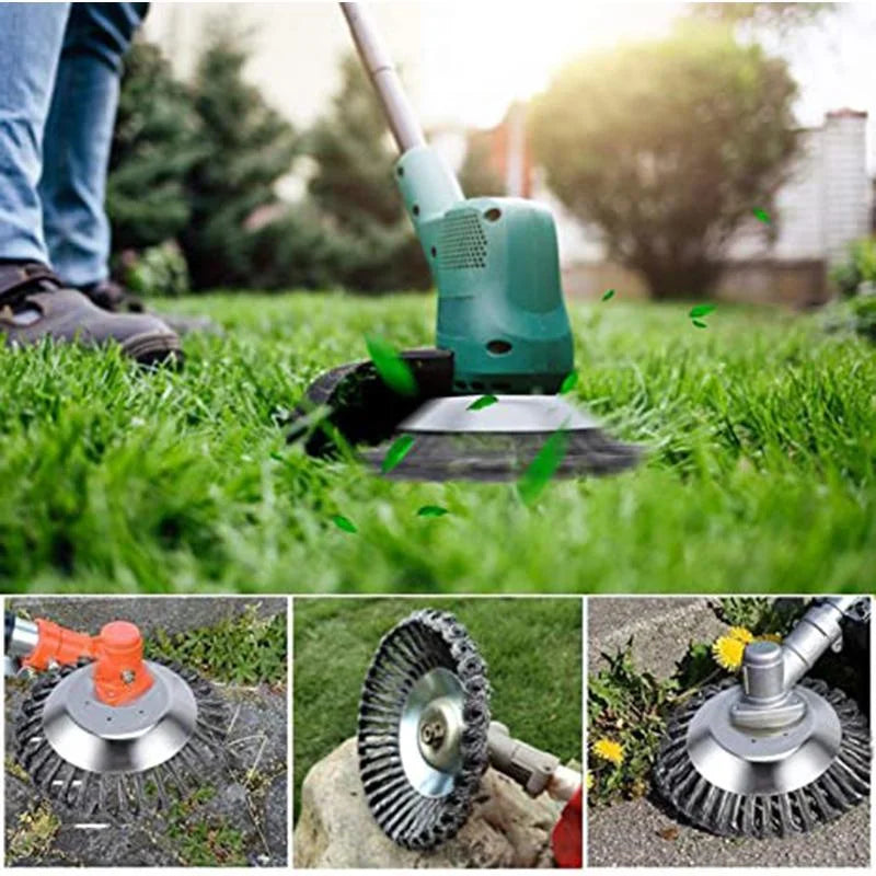 Steel Wire Wheel Garden Weed Brush: Durable Trimmer for Lawn Care