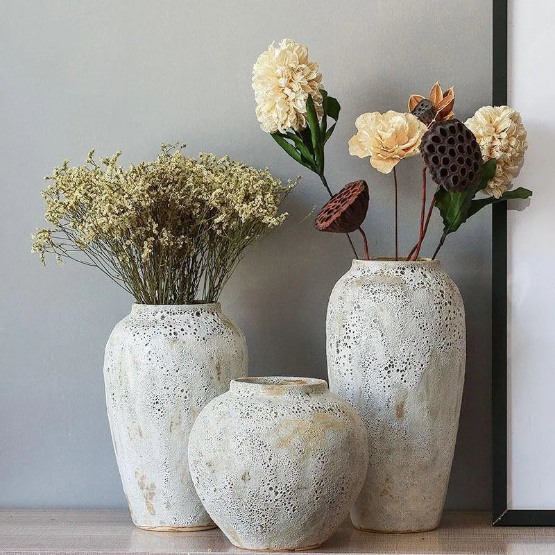Grand vase à fleurs en céramique rétro nordique Ins