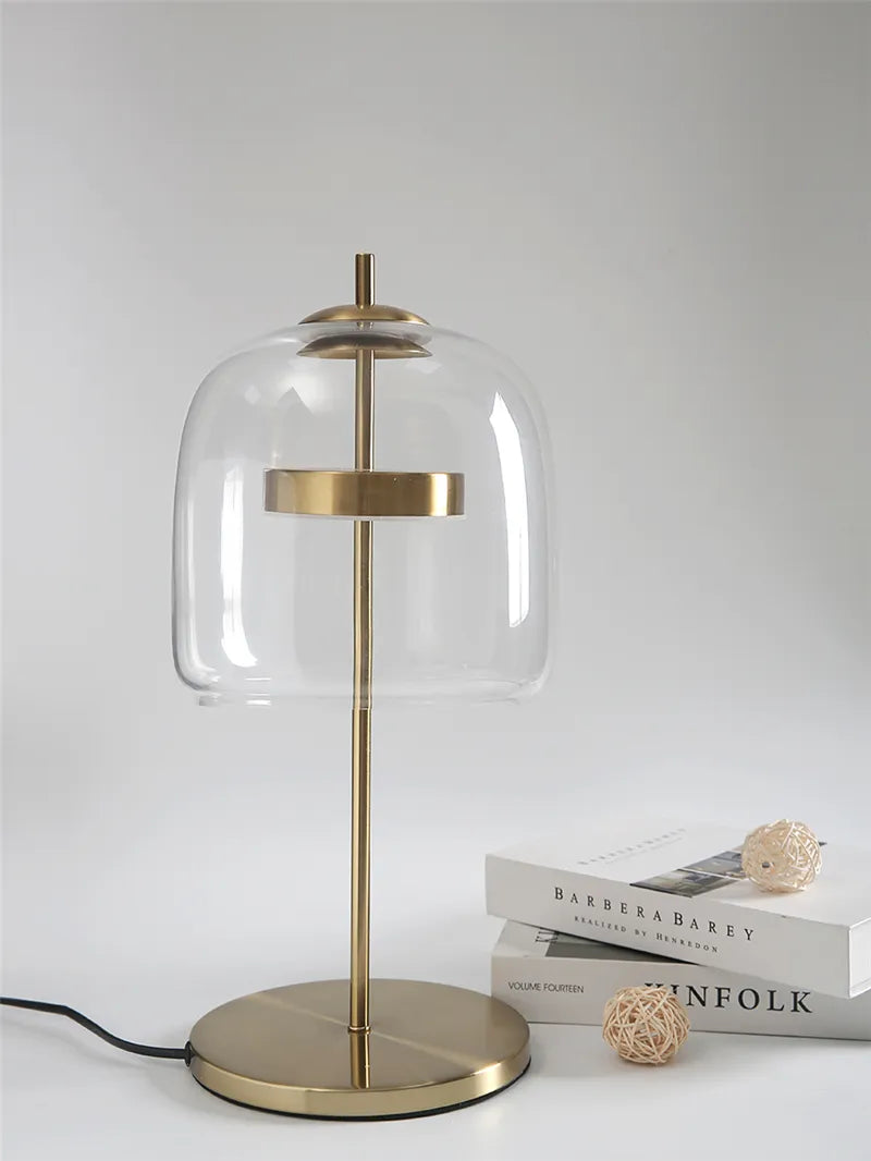 Lámpara de mesa LED con pantalla de cristal moderna