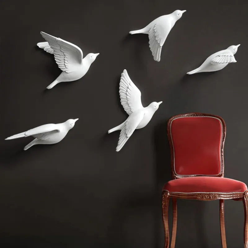 Autocollant mural 3D oiseaux en résine