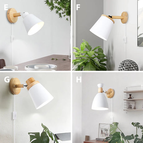 Modern Wood Wall Lamp with Knob Switch