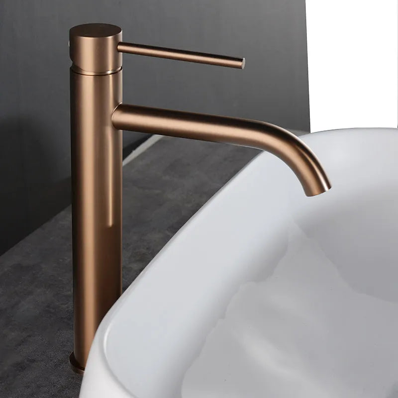 Brushed Gold Tall Bathroom Basin Faucet