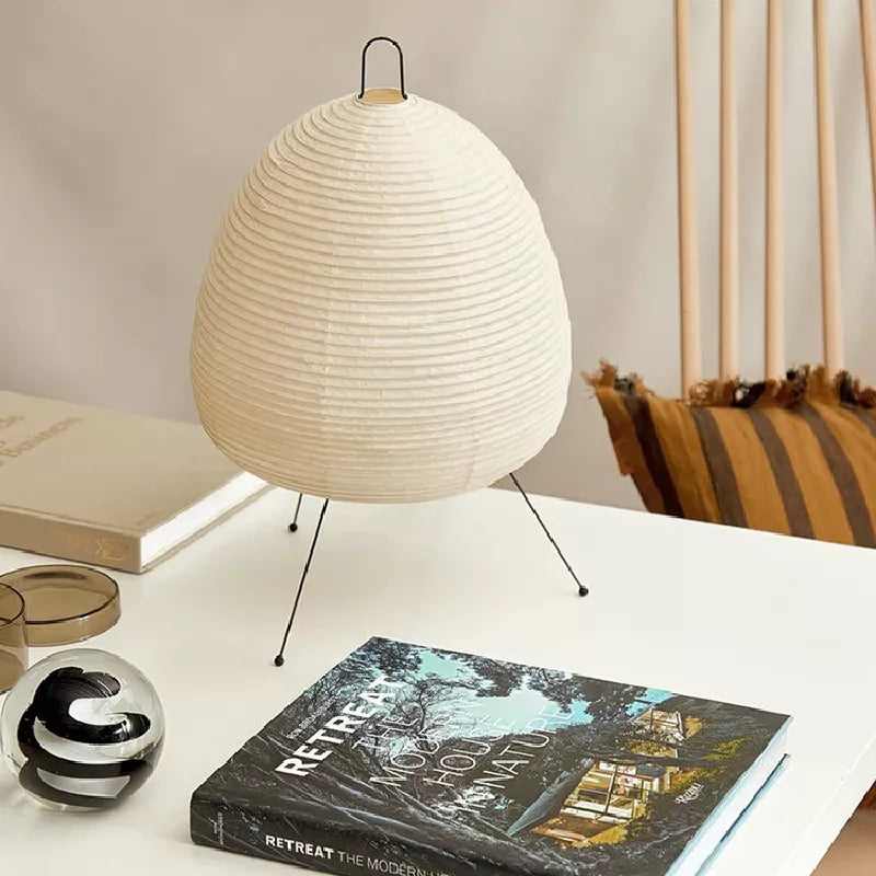 Lámpara de mesa LED con farol de papel de arroz japonés