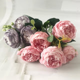 Bouquet de fleurs artificielles pivoines en soie Rose