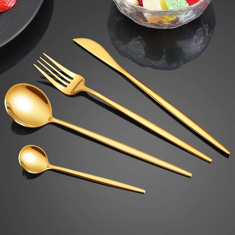 24-Piece Gold Stainless Steel Dinnerware Set