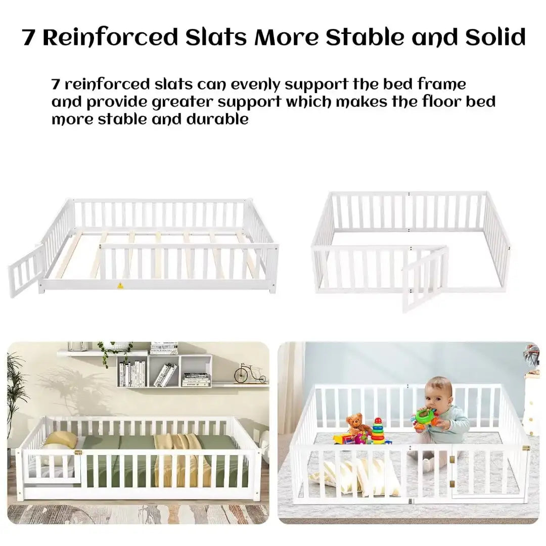 Estructura de cama Montessori de piso completo para niños