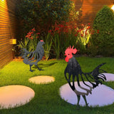 Décoration de jardin drôle de poulet et de chat effrayant