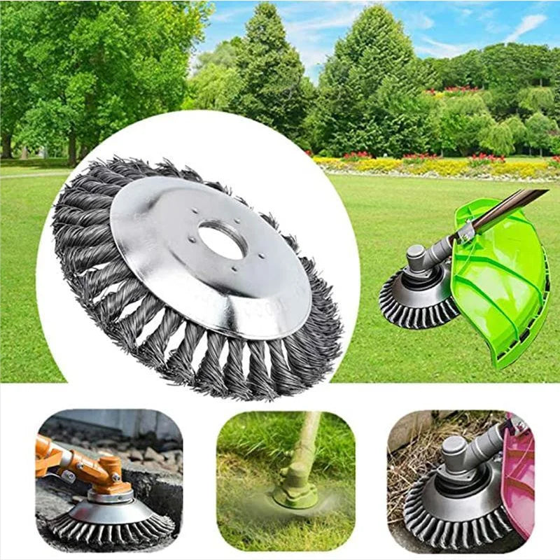 Steel Wire Wheel Garden Weed Brush: Durable Trimmer for Lawn Care