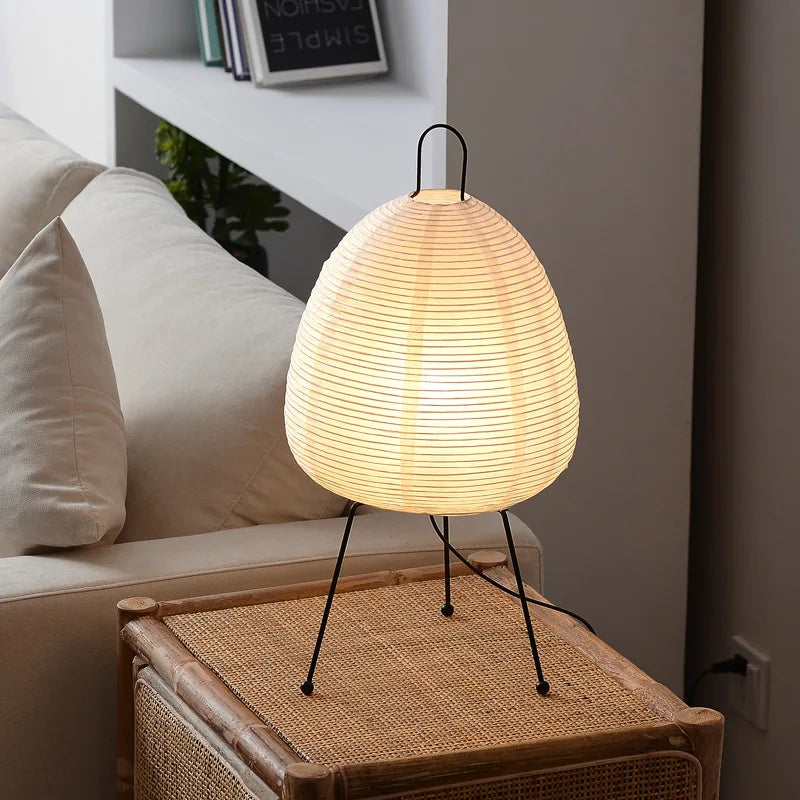 Lampe de table LED lanterne japonaise en papier de riz
