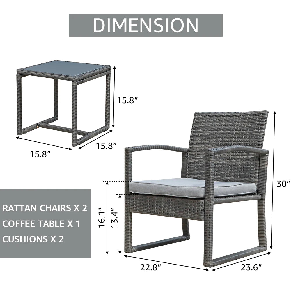 JARDINA 3PCS Outdoor Patio Furniture Set