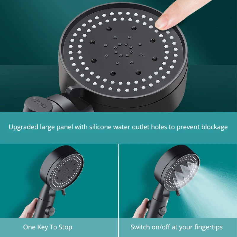 Pommeau de douche haute pression réglable avec 5 modes