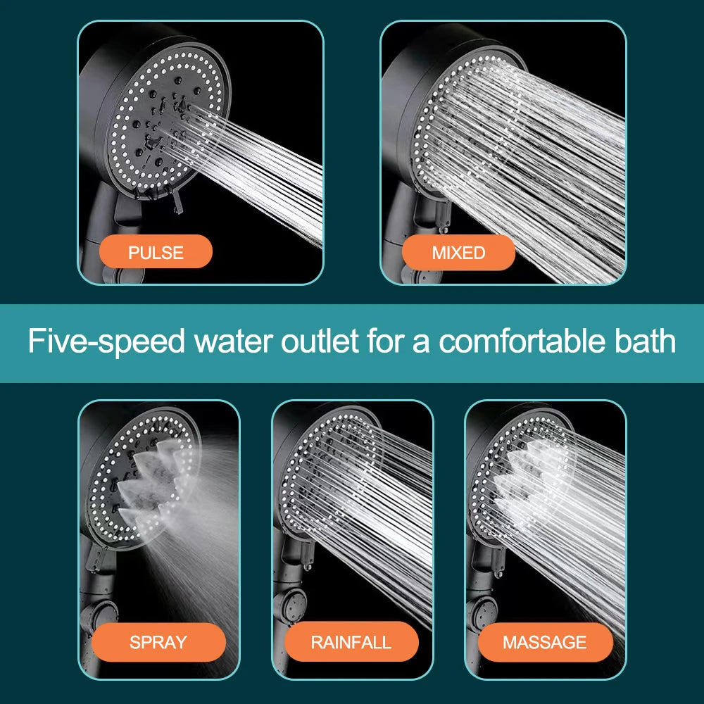 Cabezal de ducha ajustable de alta presión con 5 modos