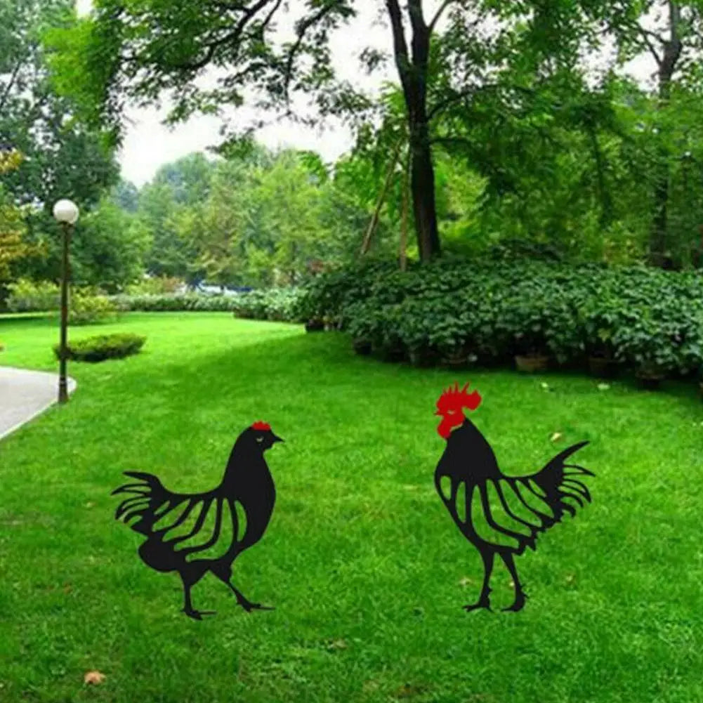 Funny Chicken and Scary Cat Garden Decor