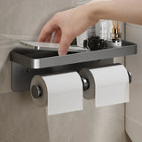 Dual-Roll Toilet Paper Holder with Storage Tray