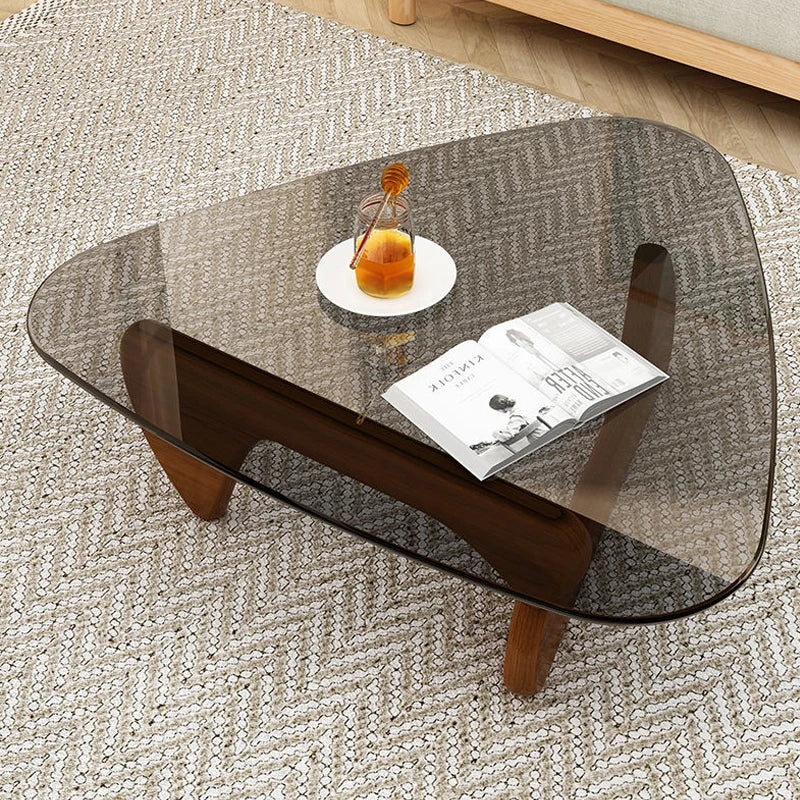 Table basse triangulaire minimaliste moderne en verre