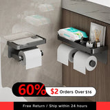 Dual-Roll Toilet Paper Holder with Storage Tray