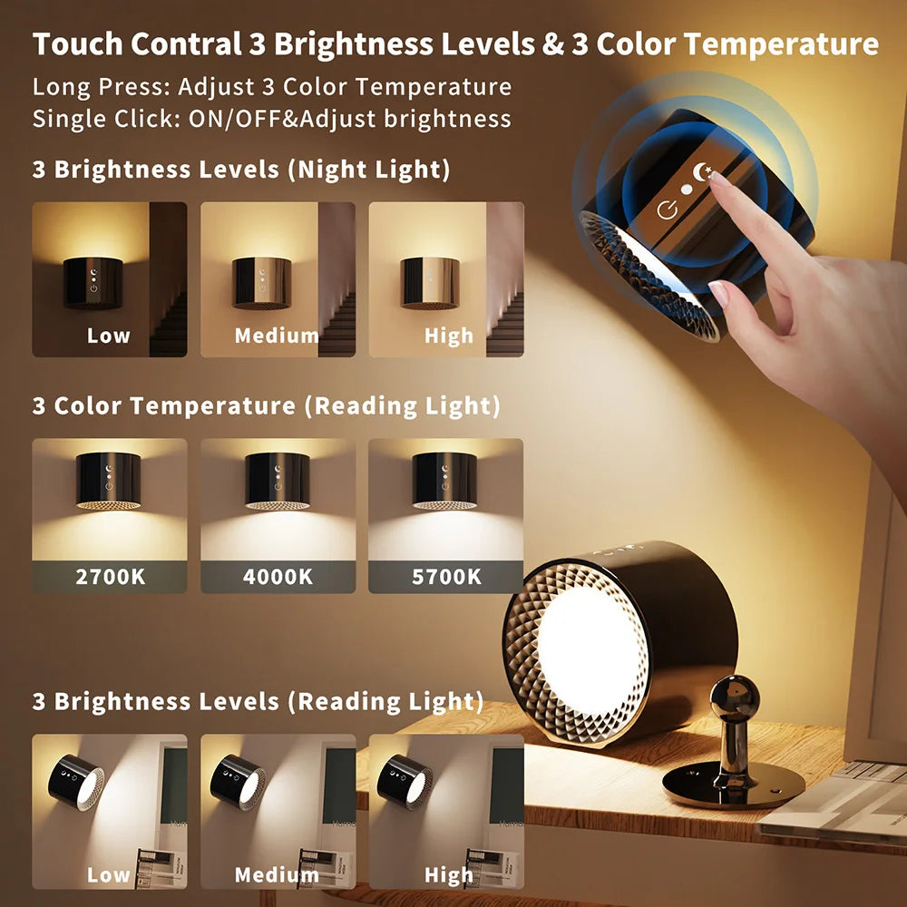 Touch & Remote Control Rechargeable LED Wall Lamp