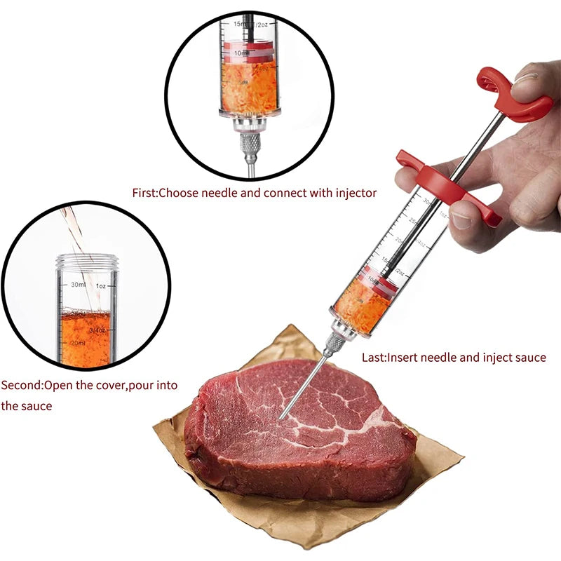 Seringue d'injection de viande avec aiguilles à marinade