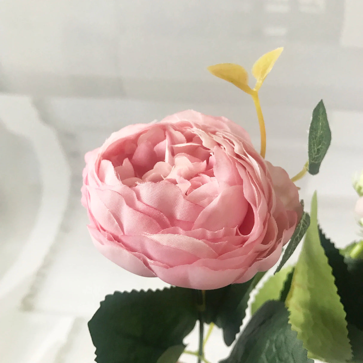 Ramo de flores artificiales de peonía de seda rosa rosa
