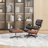 Elegant Genuine Leather Lounge Chair with Ottoman