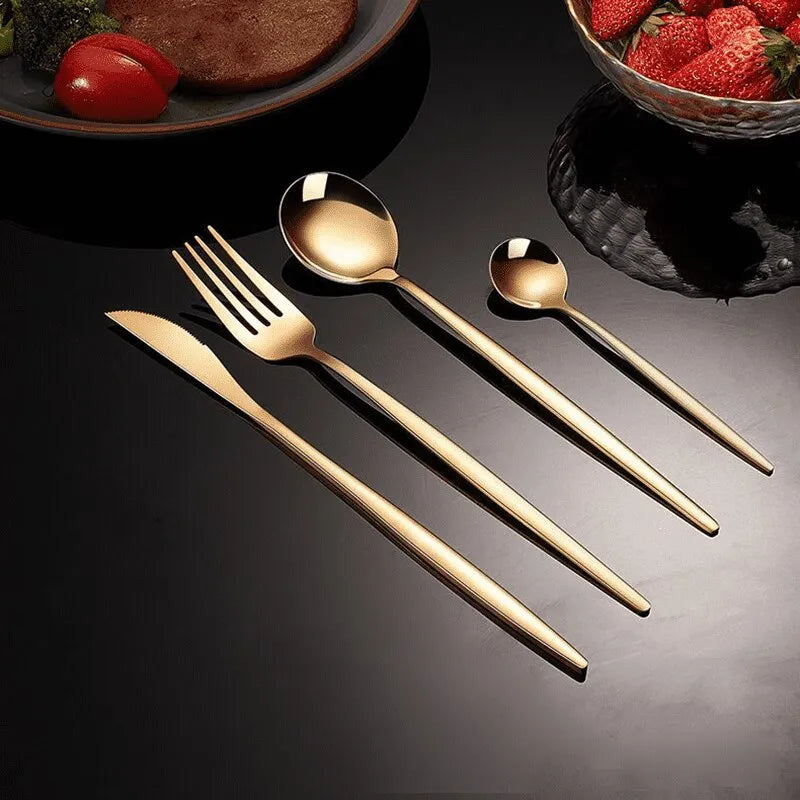 24-Piece Gold Stainless Steel Dinnerware Set