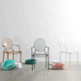 Chaise de salle à manger en acrylique transparent d'inspiration nordique avec accoudoirs