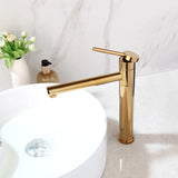 Black and Golden Swivel Spout Bathroom Faucet