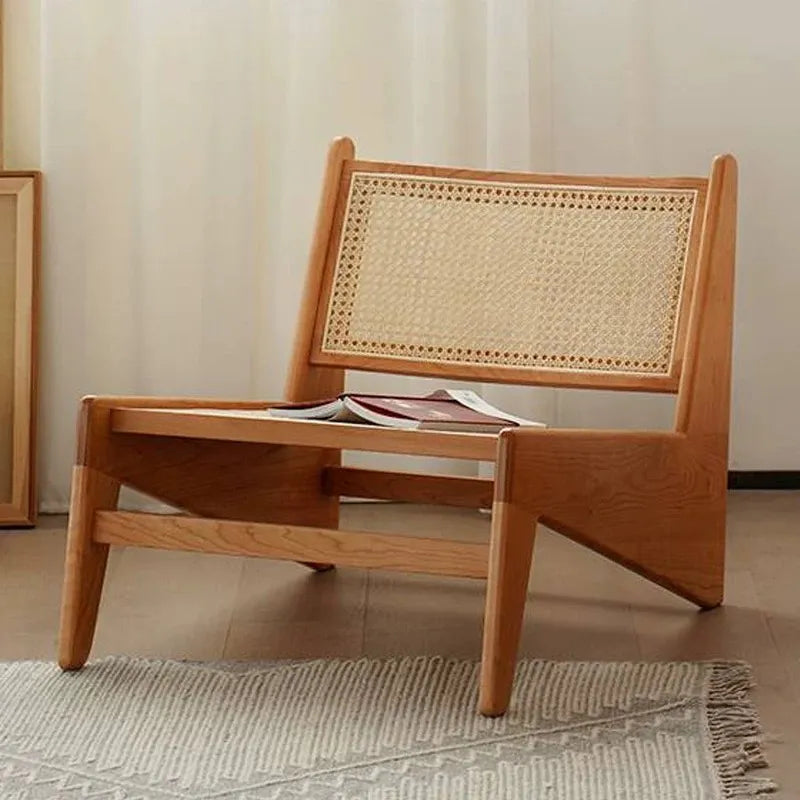 Rattan Woven Trunk Solid Wood Single Sofa