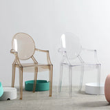 Nordic-Inspired Transparent Acrylic Dining Chair with Armrests