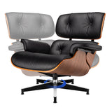 Elegant Genuine Leather Lounge Chair with Ottoman