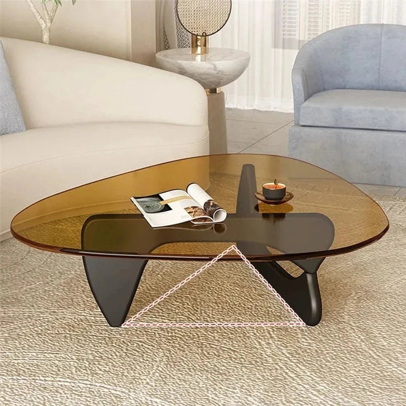 Modern Minimalist Triangular Glass Coffee Table