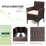 Ensemble de meubles de patio 3 pièces : chaises en osier et rotin PE avec table en verre