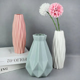Modern Nordic Plastic Flower Vase in White, Pink, and Blue