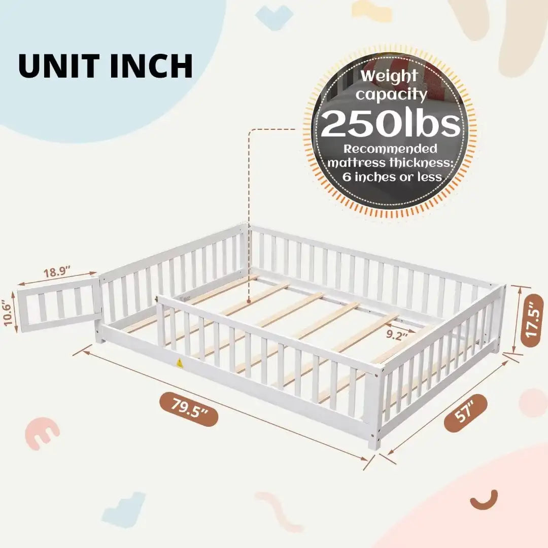 Estructura de cama Montessori de piso completo para niños
